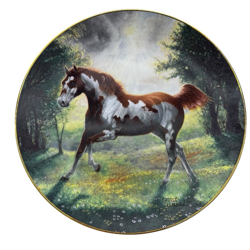 Unbridled Spirit Chuck Dehaan Horse Scene Decorative Art Plates Set Of 3 Vintage - Picture 7 of 10